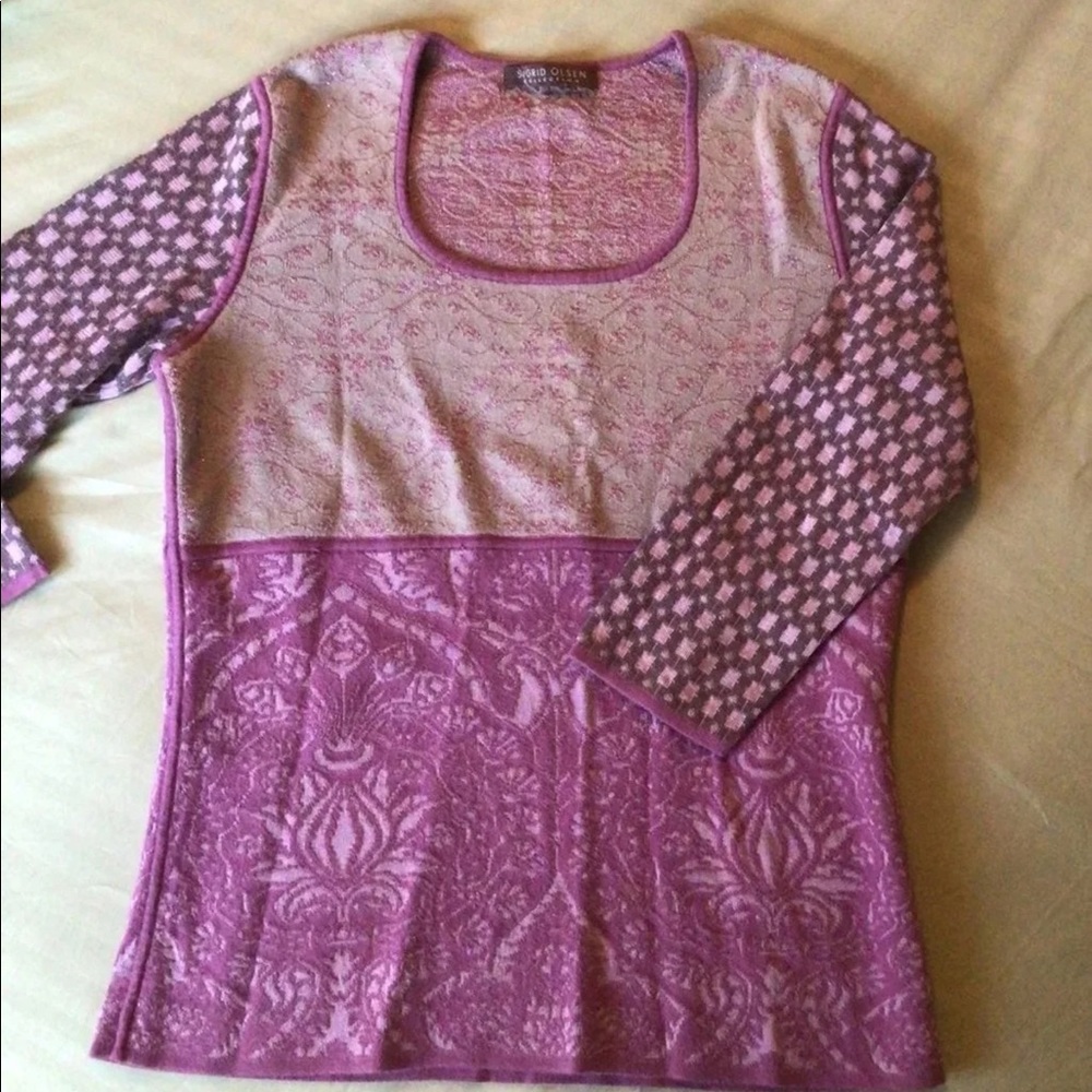 Sigrid Olsen lavender metallic sweater size S